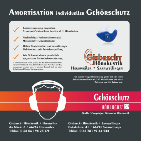 Gisbrecht Hörakustik - Amortisation von individuellem Gehörschutz Blatt 01