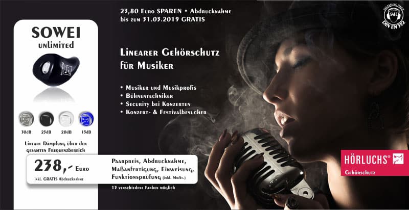 19-02_Banner-Gehoerschutz-800px-SOWEI-Unlimites-web Gisbrecht Hörakustik - Gehörschutz Partner Hörluchs - SOWEI Unlimited Aktion